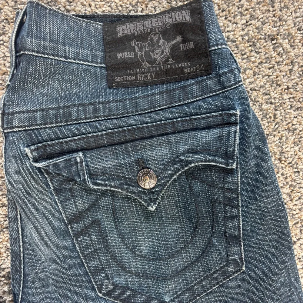 True Religion Ricky Men's 34 Jeans Straight Leg Dark Wash Made in USA MAC859EL